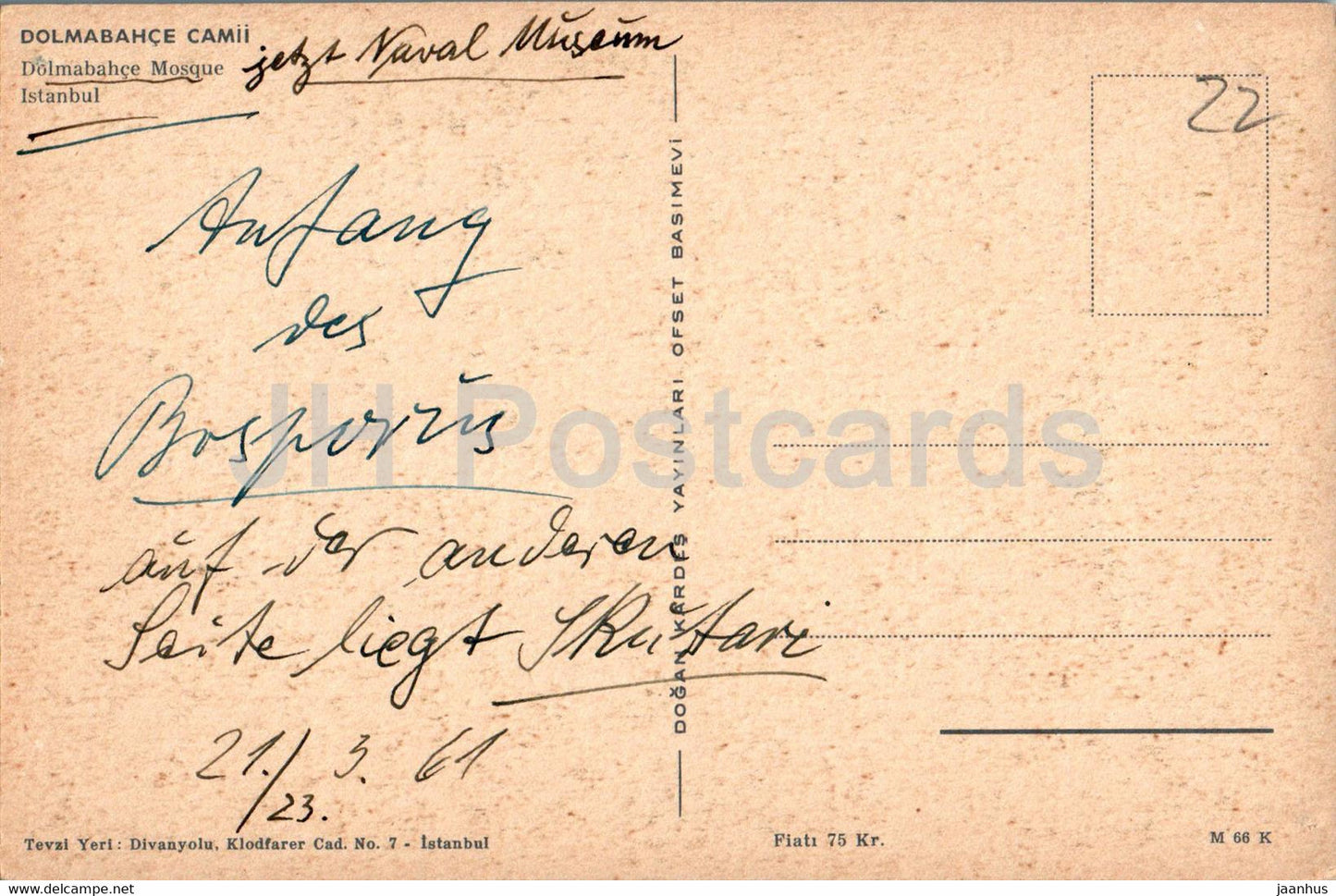 Istanbul - Dolmabahce Mosque - old postcard - 1961 - Turkey - used