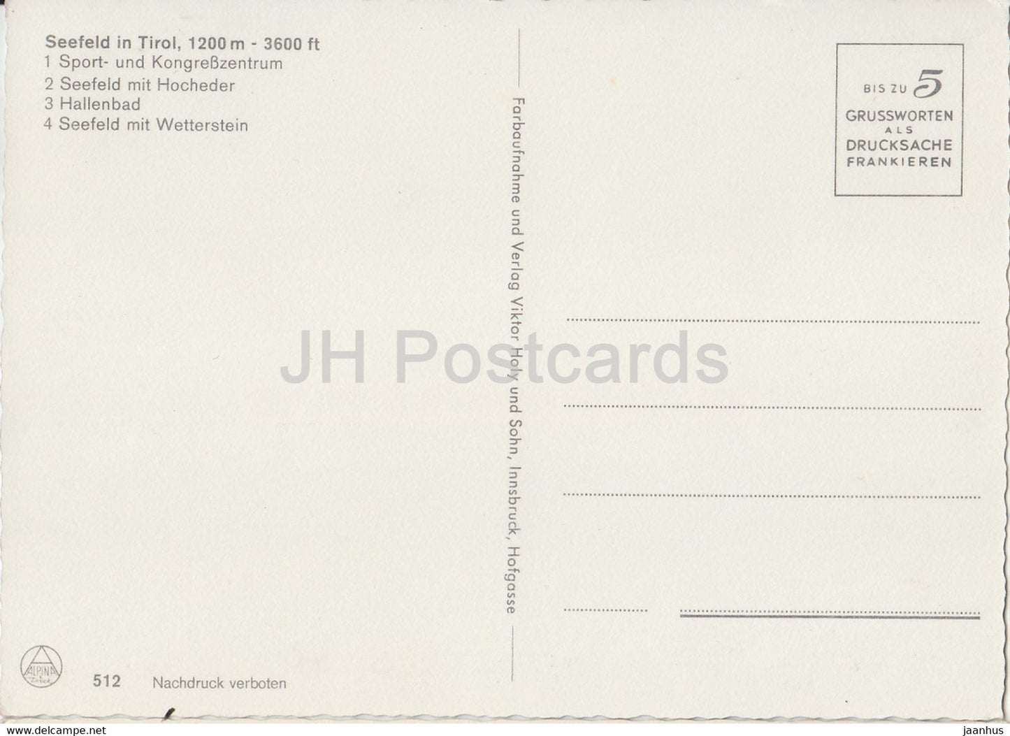 Seefeld Tirol 1200 m - Sport und Kongresszentrum - Hocheder - Hallenbad - Multiview - Österreich - unbenutzt