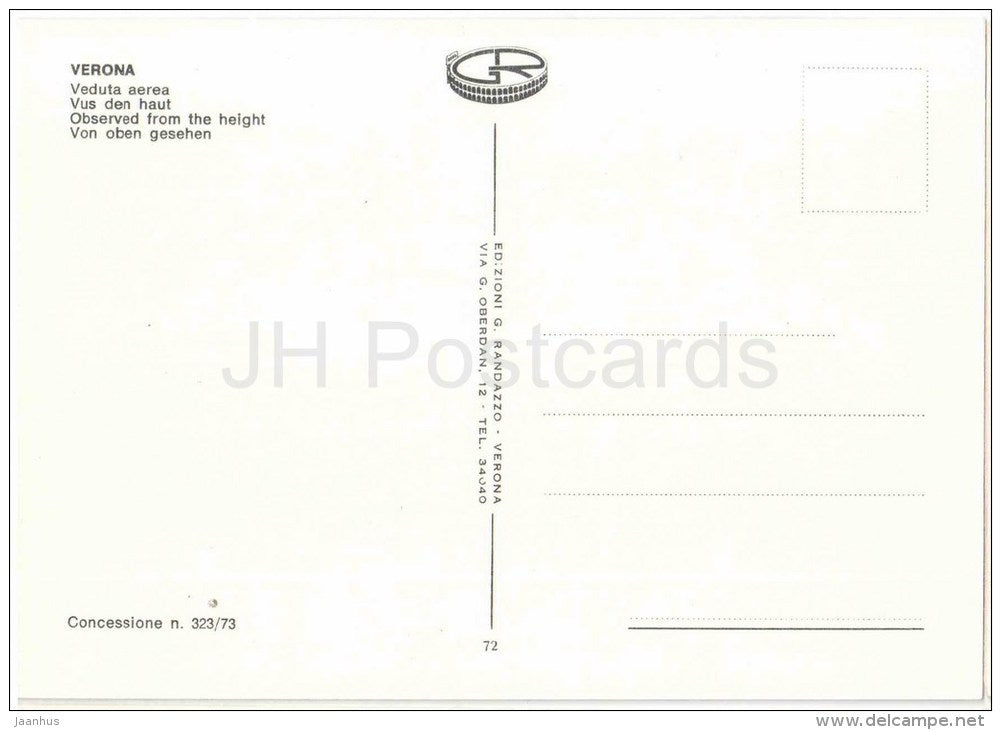 Veduta Aerea - Verona - Veneto - 323/73 - Italia - Italy - unused - JH Postcards