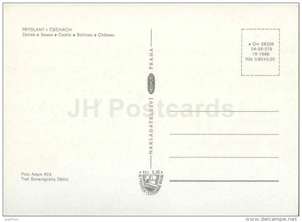 castle - Frydlant v Cechach - Czech - Czechoslovakia - unused - JH Postcards