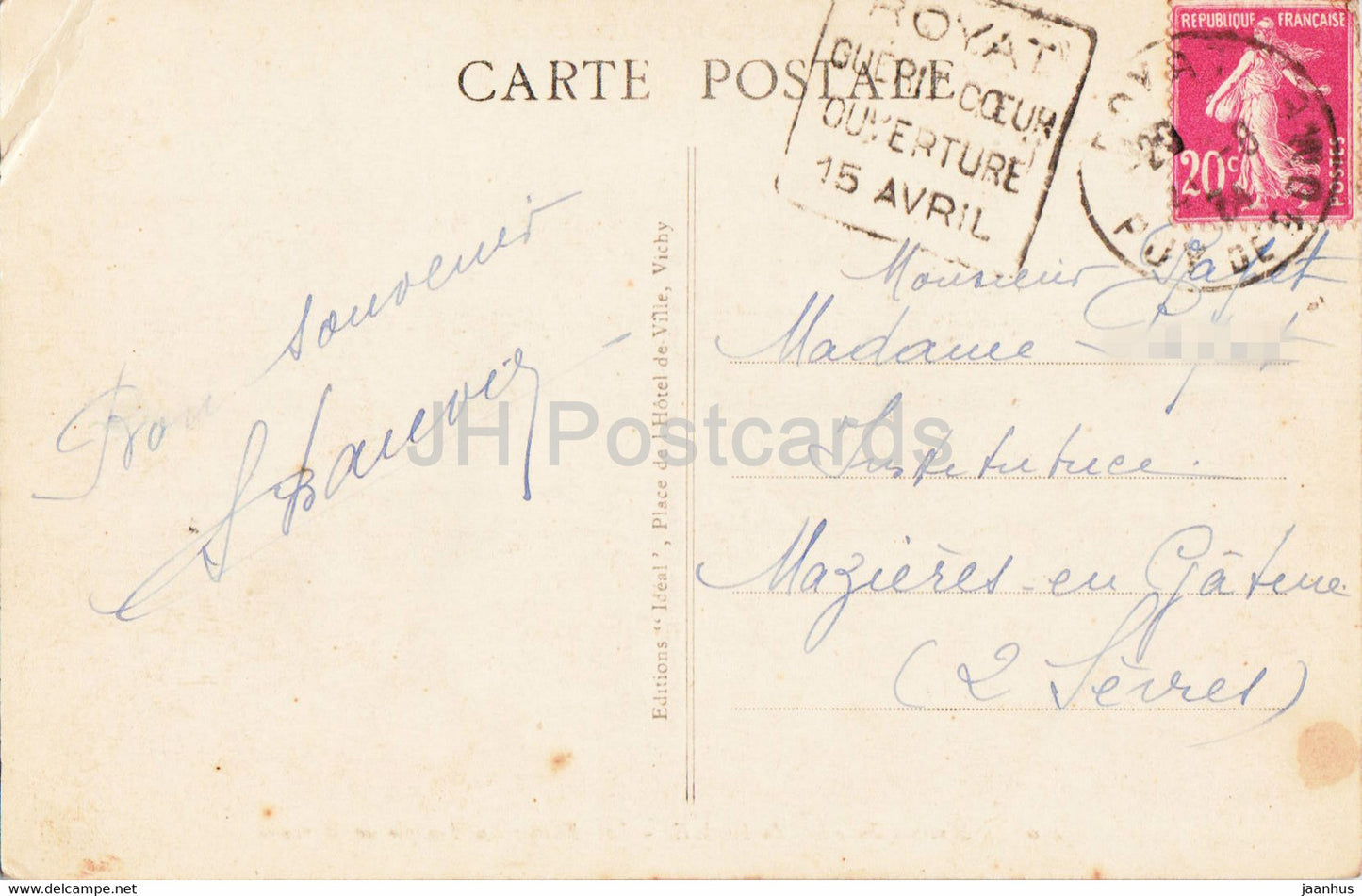 Sommet du Puy de Dome - Les Ruines du Temple de Mercure - 4304 - old postcard - 1934 - France - used