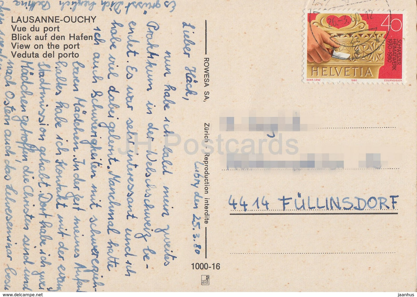 Ouchy Lausanne - Vue du Port - boat - 1960 - Switzerland - used