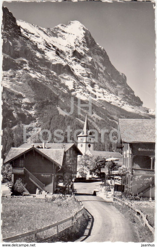 Grindelwald - Kirche mit Eiger - church - 12441 - Switzerland - 1951 - used - JH Postcards