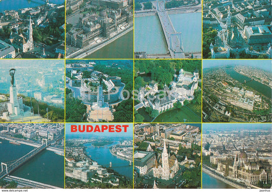 Budapest - parliament - cathedral - monument - bridge - architecture - 1996 - Hungary - used - JH Postcards