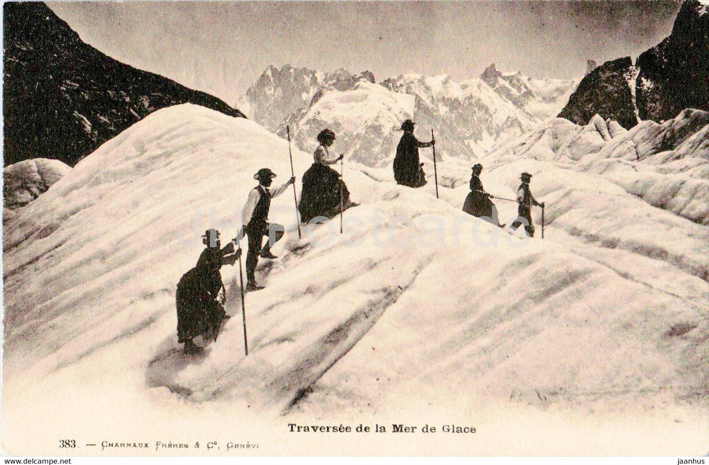 Traversee de la Mer de Glace - 383 - old postcard - France - unused - JH Postcards