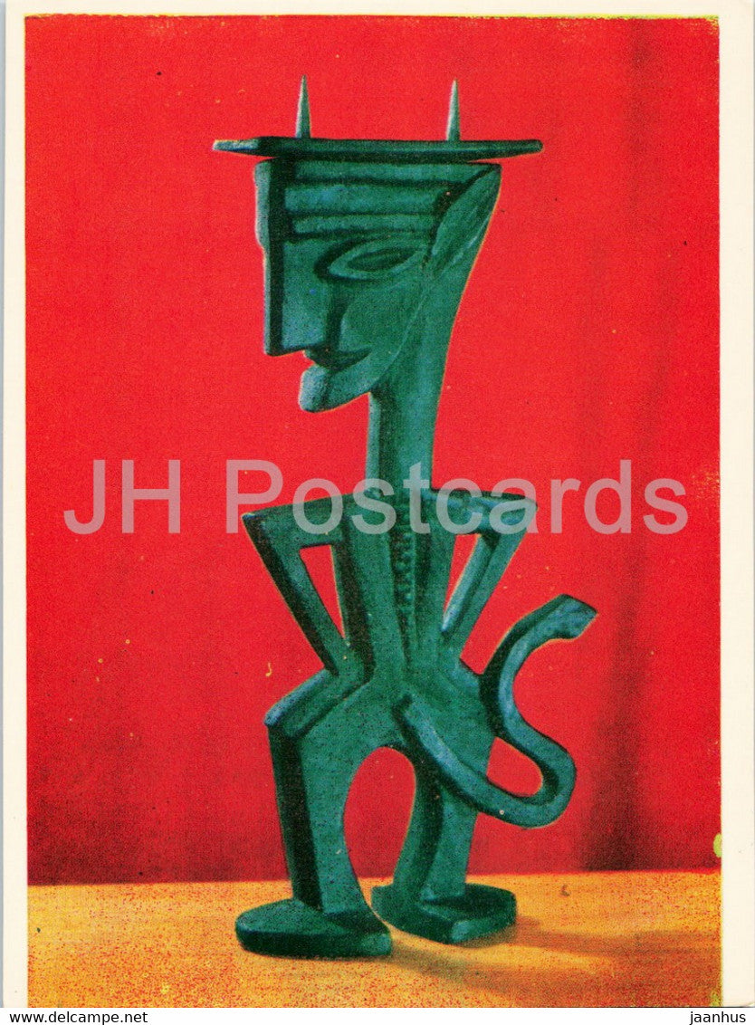 Candlestick - Devils - Lithuanian art 1973 - Lithuania USSR - unused - JH Postcards