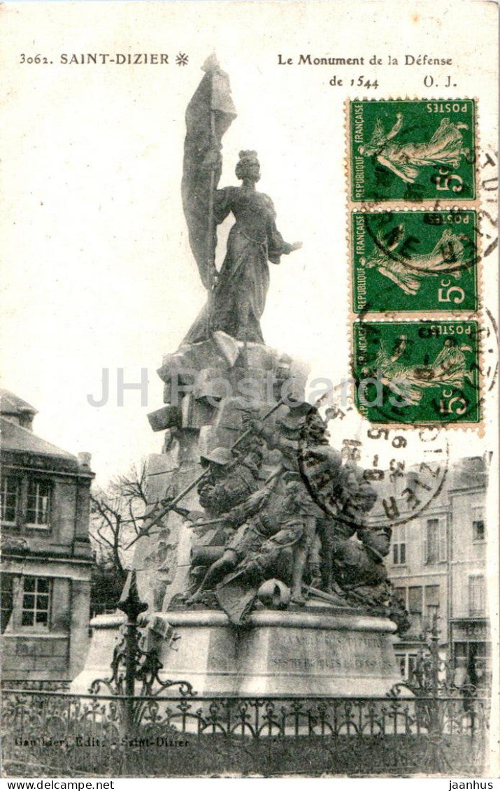 Saint Dizier - Le Monument de la defense de 1544 - 3062 - 1918 - old postcard - France - used - JH Postcards