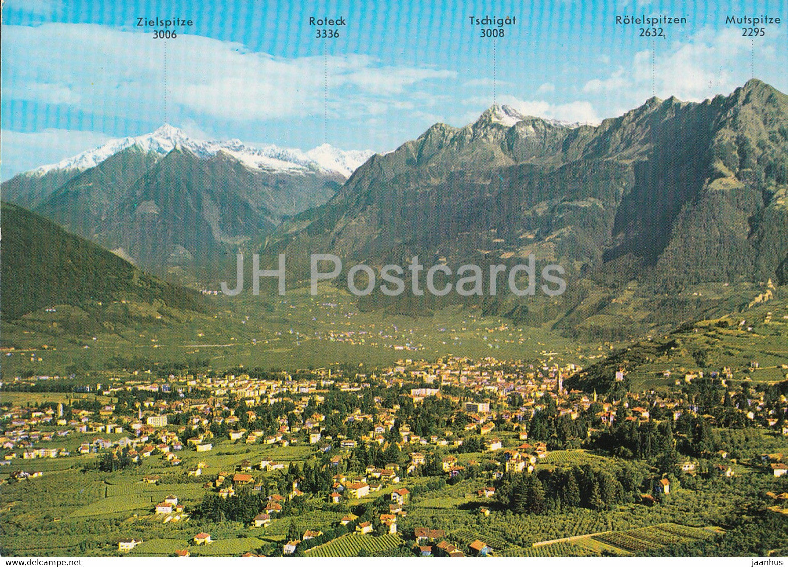 Merano - Meran - m 312 - Panorama verso Gruppo Tessa - Zielspitze - Roteck - Tschigat - Italy - Italia - used - JH Postcards