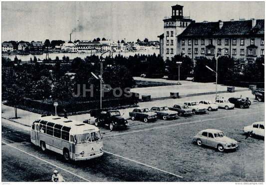 The Central Square - bus - cars - Pärnu - 1967 - Estonia USSR - unused - JH Postcards