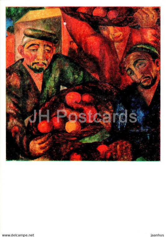 painting by A. Volkov - Fruit sellers - Uzbekistan art - 1975 - Russia USSR - unused - JH Postcards