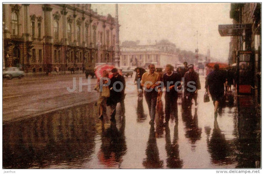 rainy street - White Nights - Leningrad - St. Petersburg - 1974 - Russia USSR - unused - JH Postcards