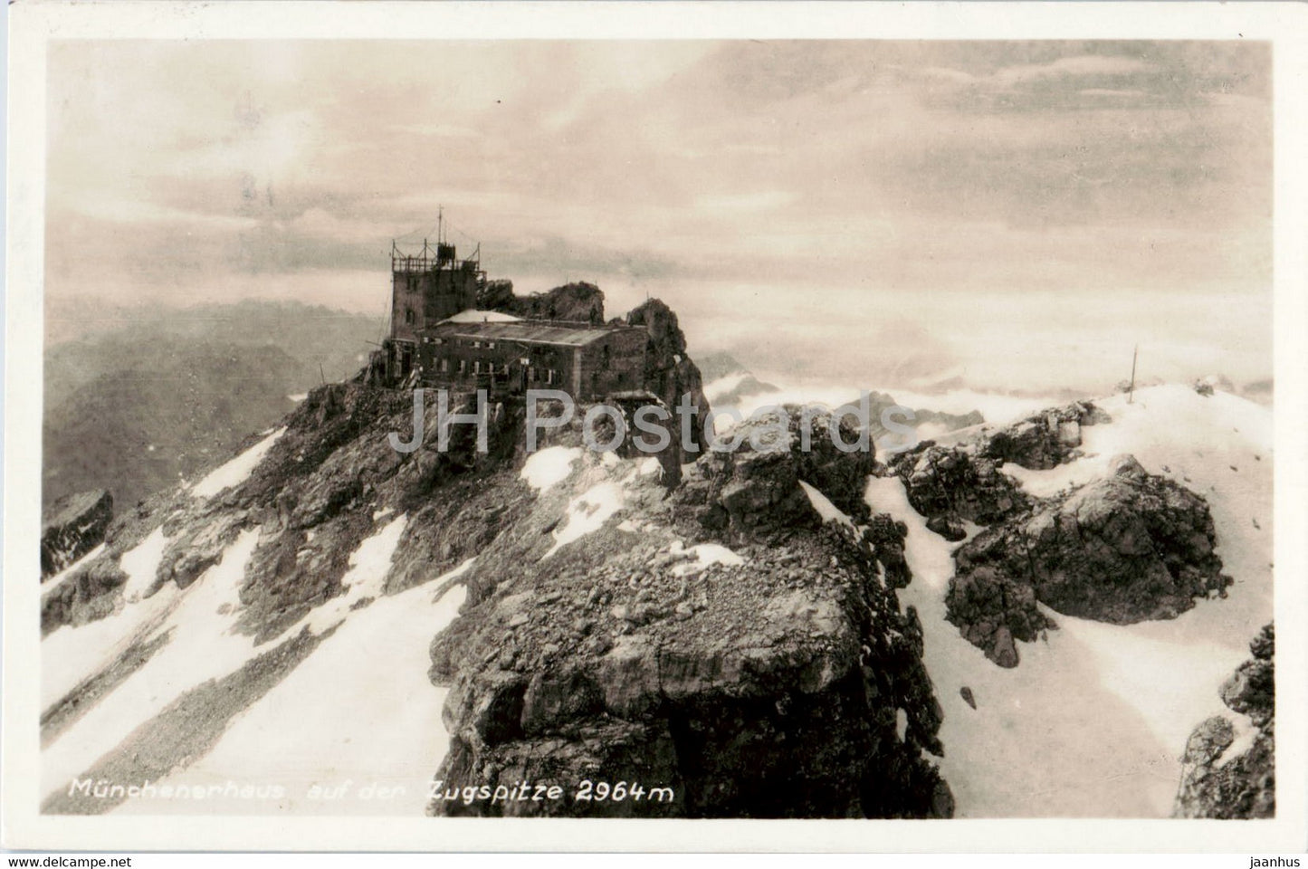 Munchener Haus auf der Zugspitze 2964 m - old postcard - 1931 - Germany - used - JH Postcards