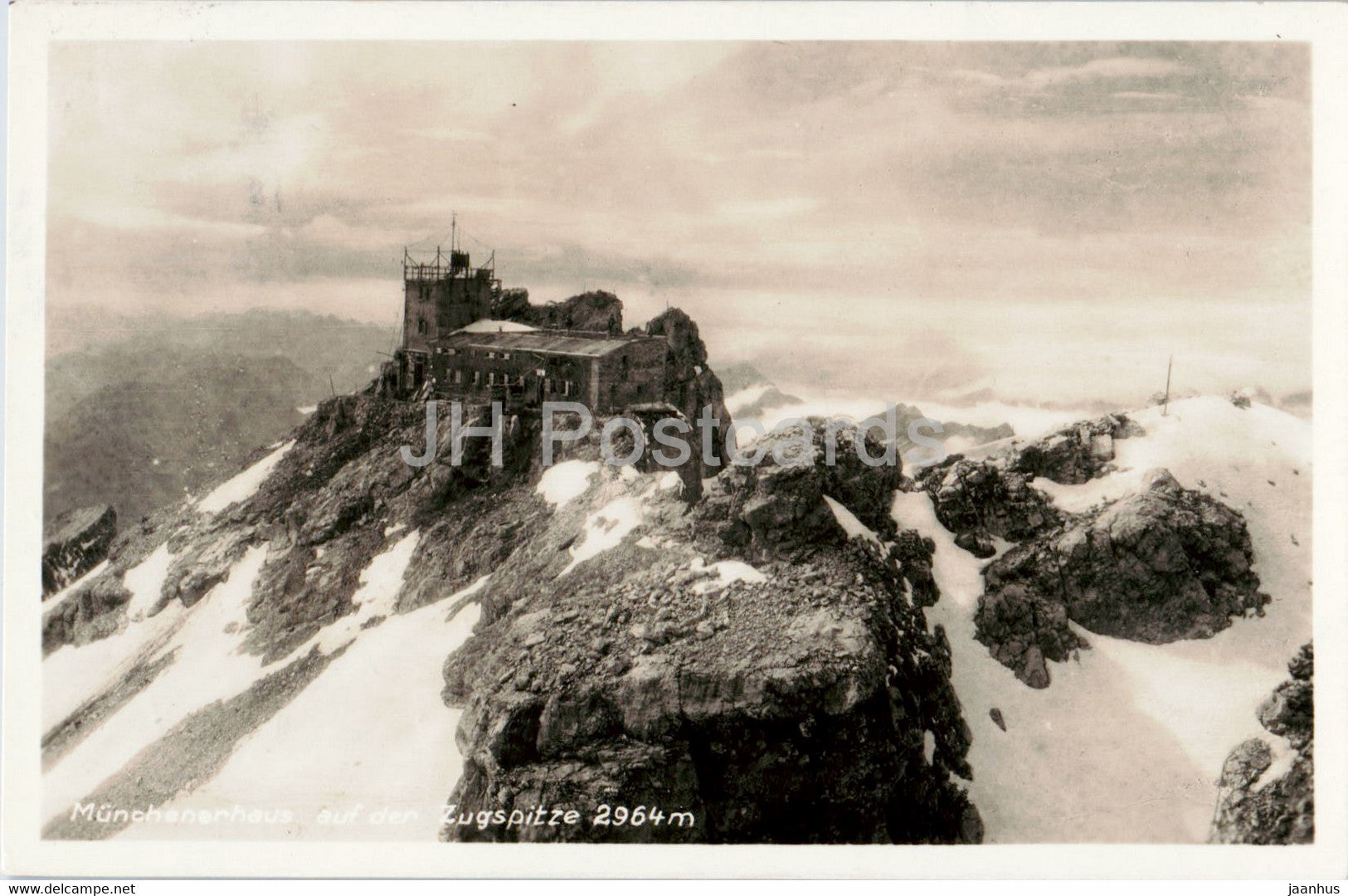 Munchener Haus auf der Zugspitze 2964 m - old postcard - 1931 - Germany - used - JH Postcards