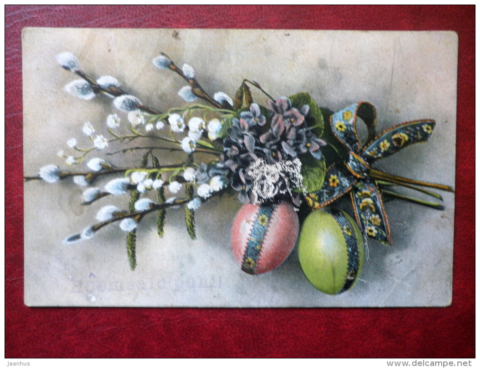 Easter Greeting Card - eggs - 3501 . 1 - circulated in Tsarist Russia , Estonia 1917 , Haapsalu - used - JH Postcards