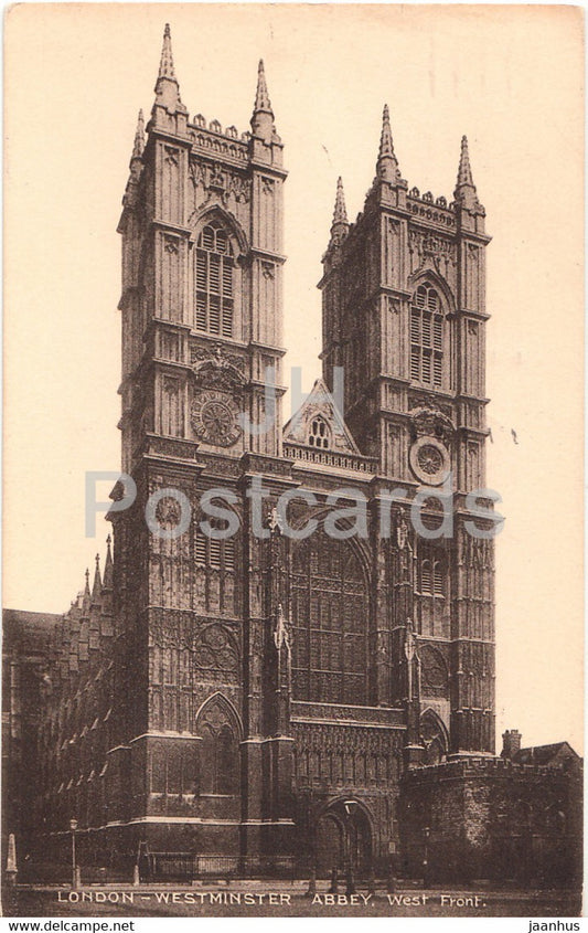 London - Westminster Abbey - West Front - old postcard - 1932 - England - United Kingdom - used - JH Postcards