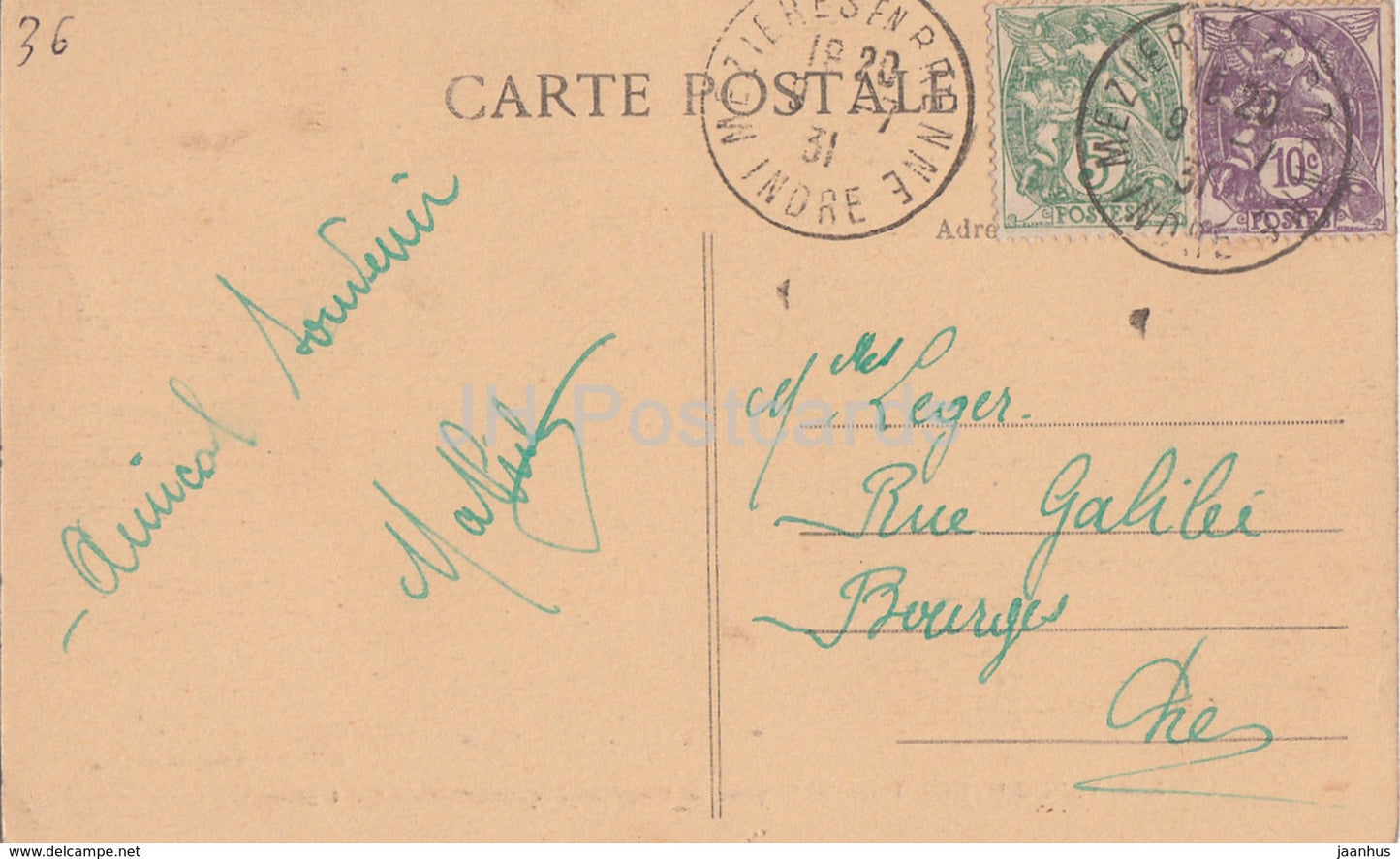 Vendoeuvres - Chateau de Bauche - Facade orientale - castle - 3201 - 1931 - old postcard - France - used