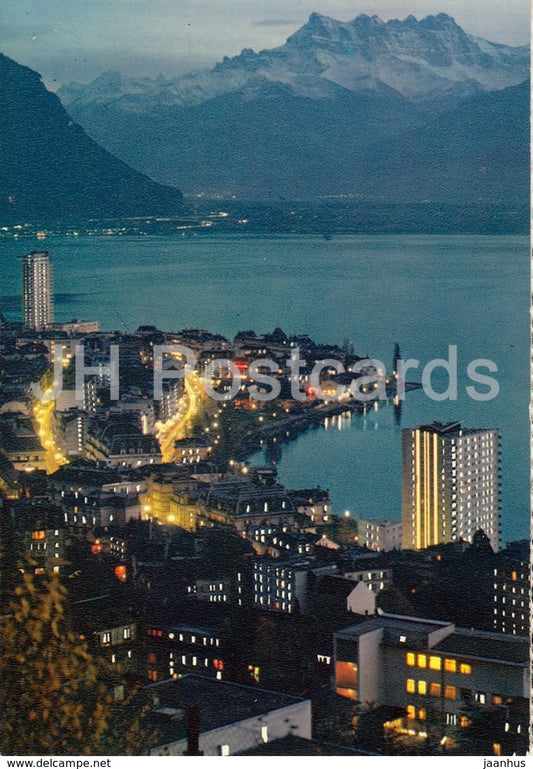 Montreux - La  Ville et les Dents du Midi a la tombee du jour - 859 - Switzerland - unused - JH Postcards