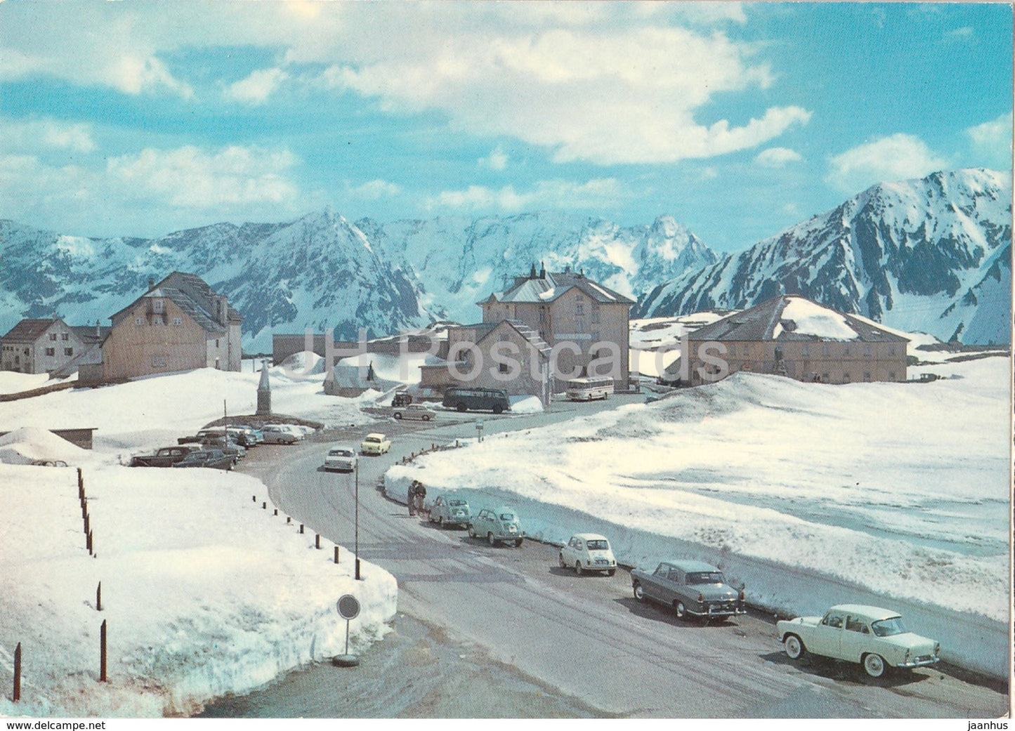 Gotthard Passhohe 2114 m - old car - Switzerland - unused - JH Postcards