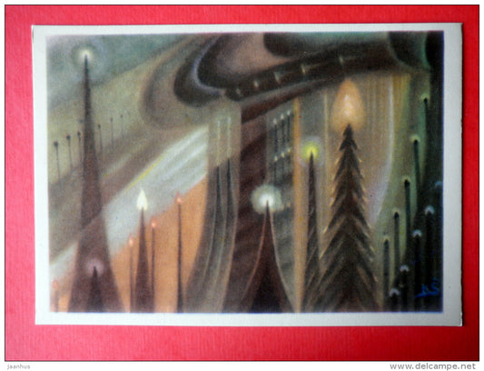 painting by Kazys Simonis - Music . 1965 - lithuanian art - unused - JH Postcards