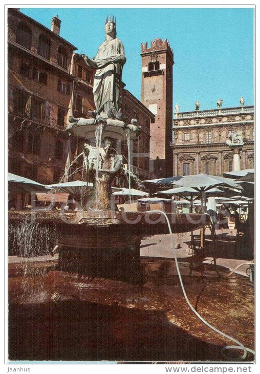 Piazza Erbe , La Fontana di Madonna Verona - Vegetable Market - Verona - Veneto - 26 - Italia - Italy - unused - JH Postcards