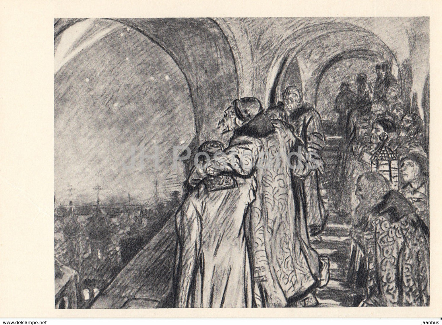 Drawing by V. Vasnetsov - Ivan the Terrible looks at a comet - Russian art - 1963 - Russia USSR - unused - JH Postcards