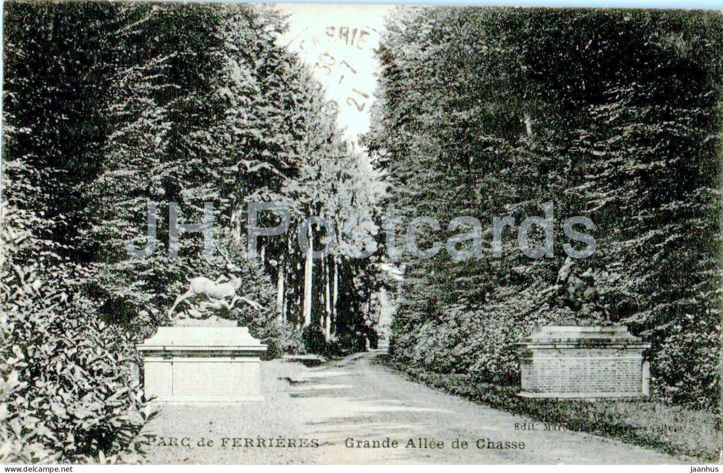 Parc de Ferrieres - Grande Allee de Chasse - old postcard - France - used - JH Postcards
