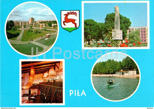 Pila - Plac Zwyciestwa - Pomnik Tysiaclecia Panstwa Polskiego - square - monument - multiview - Poland - unused - JH Postcards