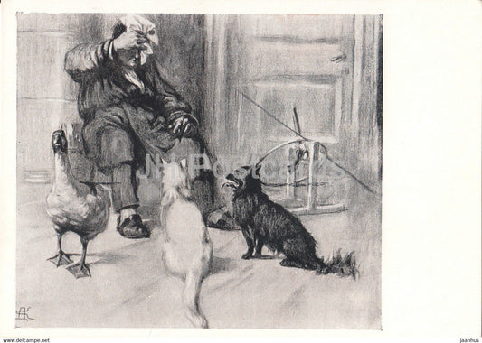 Works by Russian Writer Chekhov - Kashtanka - dog - illustration - 1959 - Russia USSR - unused - JH Postcards