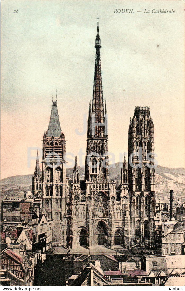 Rouen - La Cathedrale - cathedral - 28 - old postcard - France - unused - JH Postcards