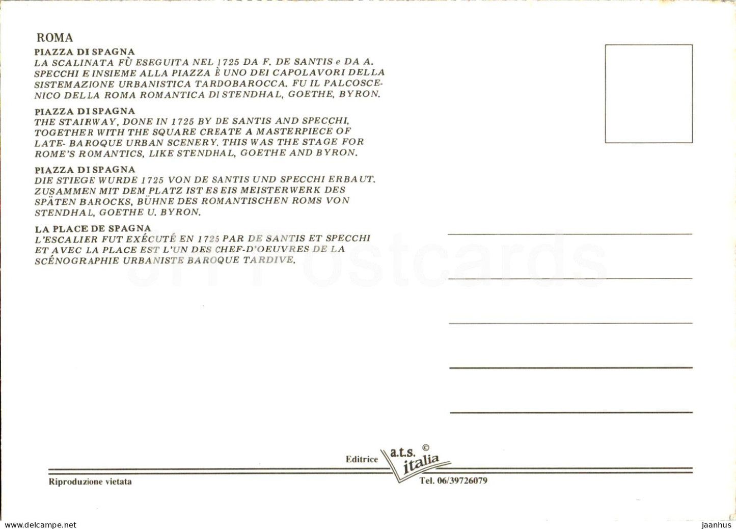 Roma - Rome - Piazza di Spagna - Italy - unused