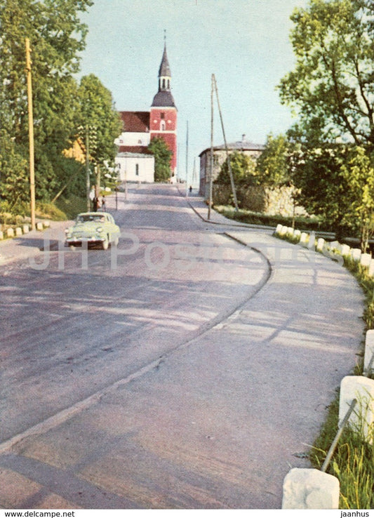 Valmiera - Padomju street - car Volga - old postcard - Latvia USSR - unused - JH Postcards