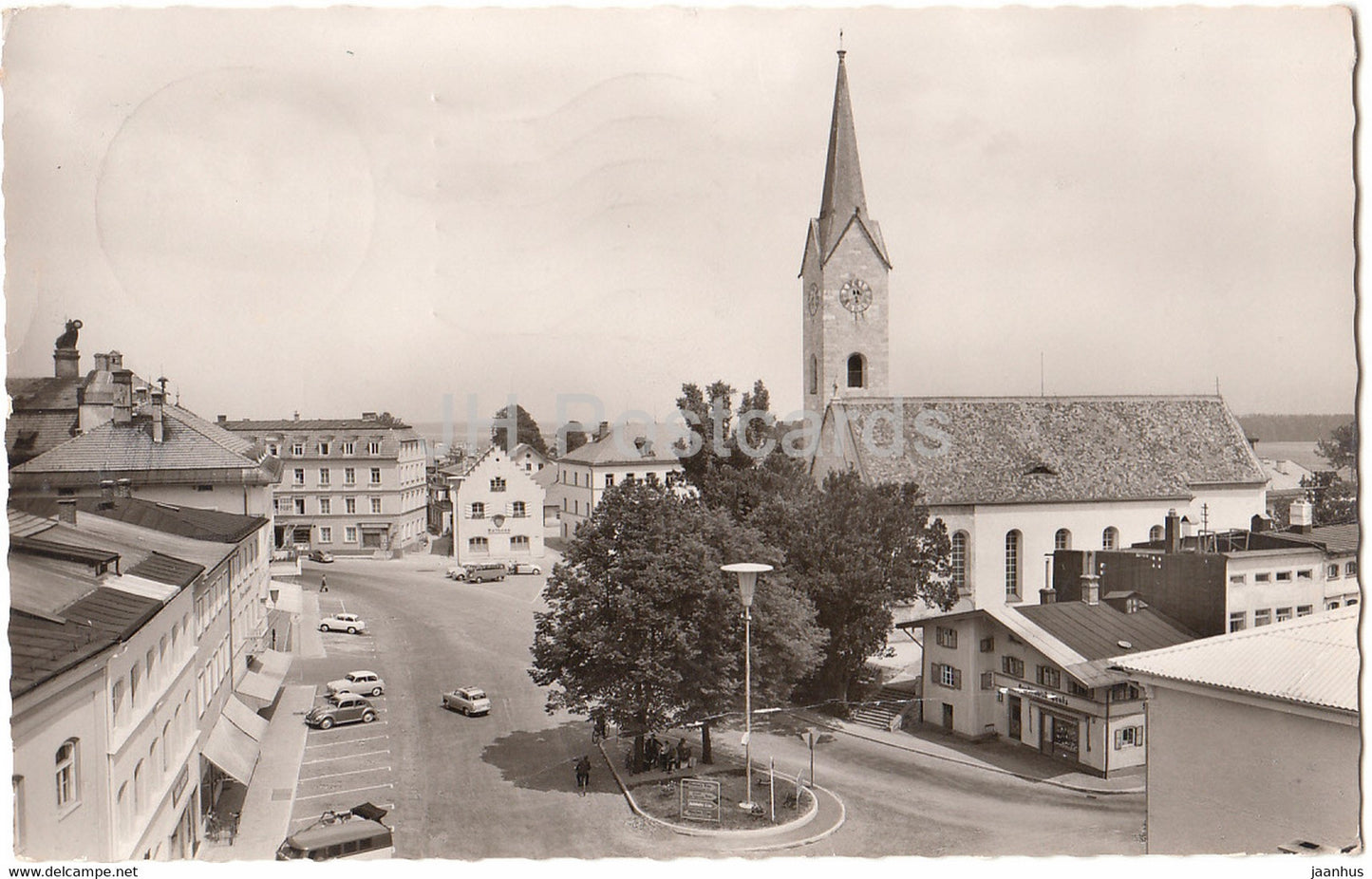 Holzkirchen - Marktplatz - car - church - old postcard - Germany - used - JH Postcards