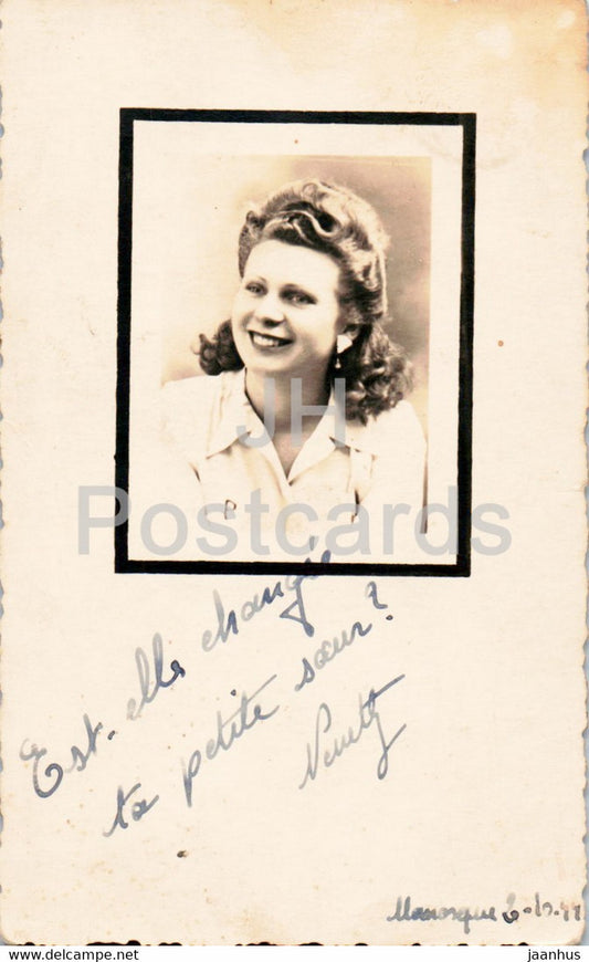 french woman - old postcard - 1944 - France - used - JH Postcards