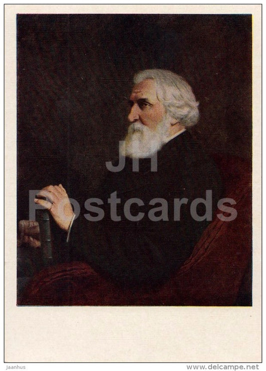 painting by V. Perov - 1 - Portrait of Russian writer Ivan Turgenev - Russian art - 1959 - Russia USSR - unused - JH Postcards