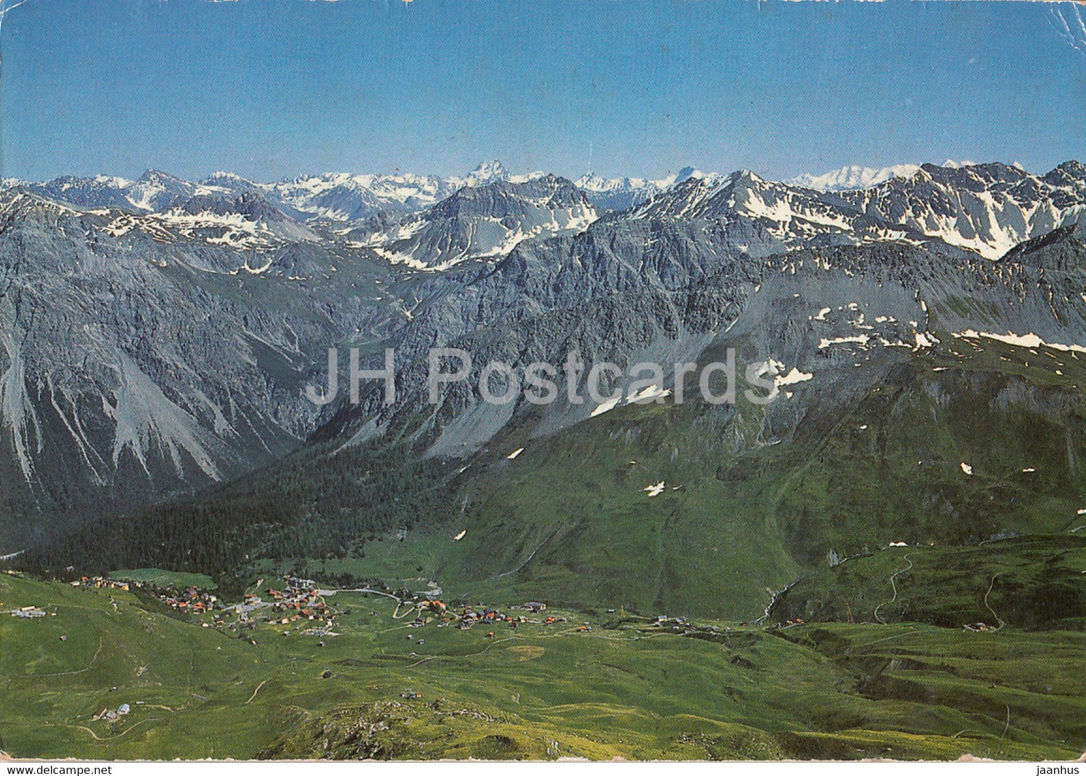 Arosa Weisshorn 2653 m in der Tiefe Innerarosa - Piz Kesch - Piz Palu - Piz Bernina - Switzerland - used - JH Postcards