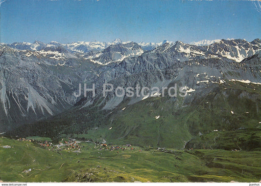 Arosa Weisshorn 2653 m in der Tiefe Innerarosa - Piz Kesch - Piz Palu - Piz Bernina - Switzerland - used - JH Postcards