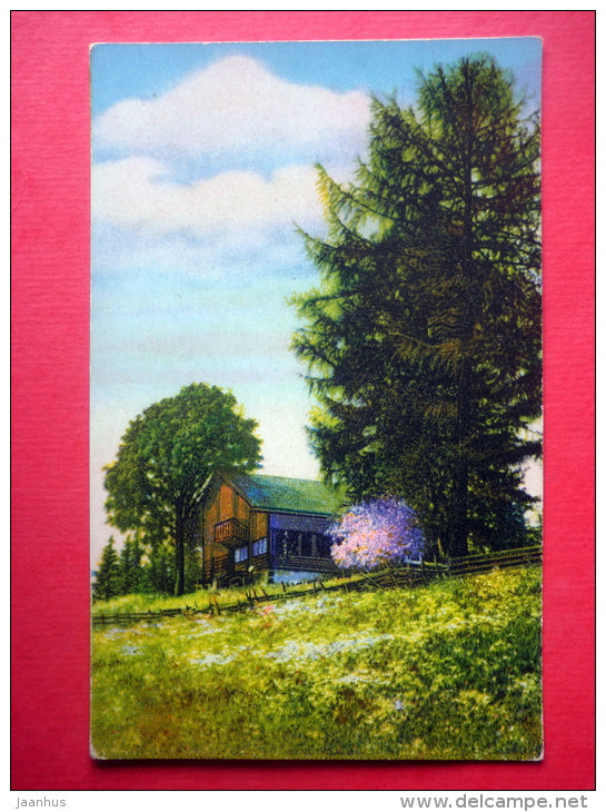 photograph - house - trees - HB - Photochromie - 545 - 2885 - old postcard - circulated in Estonia - JH Postcards