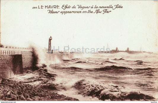 Le Havre - Effets de Vagues a la nouvelle Jetee - Waves appearance on the new Pier - 280 old postcard - France - unused - JH Postcards