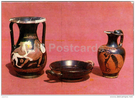 Black-glazed kylix - red-pelike - National Preserve of Tauric Chersonesos - Sevastopol - 1975 - Ukraine USSR - unused - JH Postcards