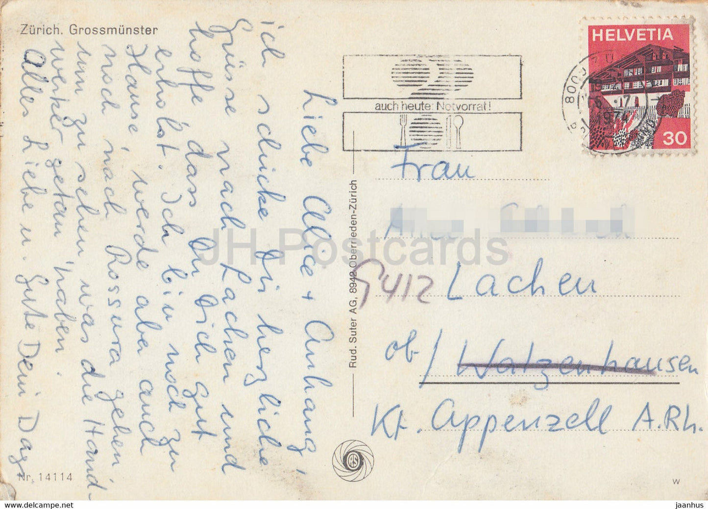 Zurich - Grossmunster - 14114 - 1974 - Suisse - d'occasion