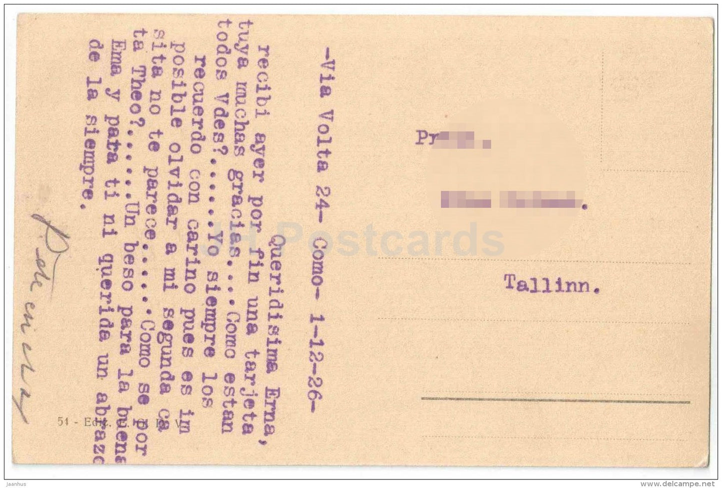 Piazza Venezia e monumento a Vittorio Emanuele II - tram - Roma - 18884 - Italy - sent from Italy to Estonia Tartu 1926 - JH Postcards