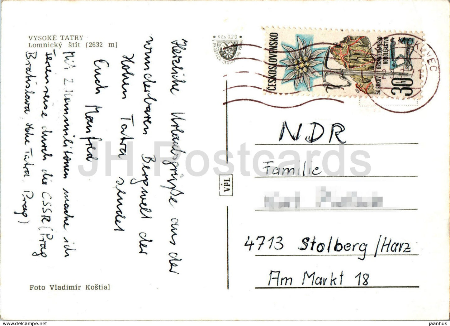 Vysoke Tatra - Lomnicky stit 2632 m - montagne - Hautes Tatras - 1971 - Slovaquie - Tchécoslovaquie - occasion