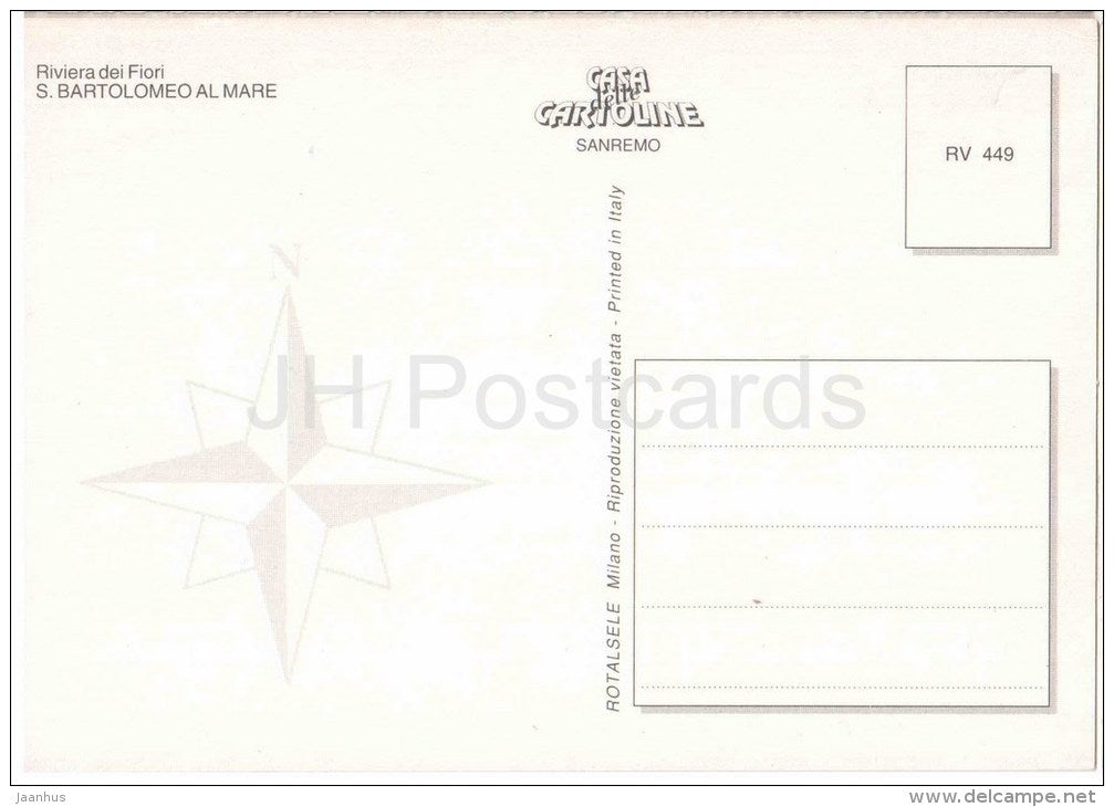 S. Bartolomeo al Mare - beach - Riviera dei Fiori - Imperia - Liguria - RV 449 - Italia - Italy - unused - JH Postcards