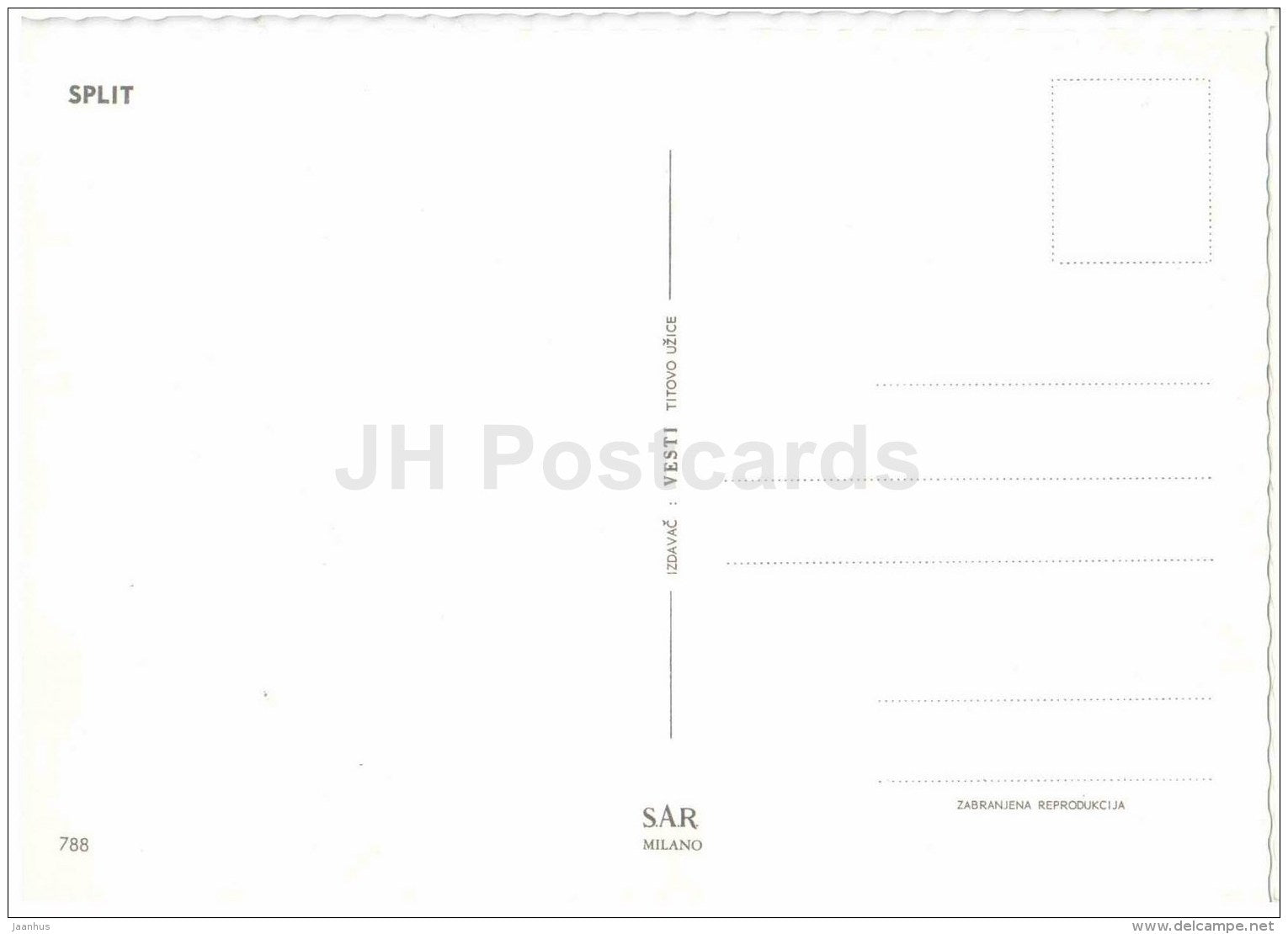 Split - 788 - Croatia - Yugoslavia - unused - JH Postcards