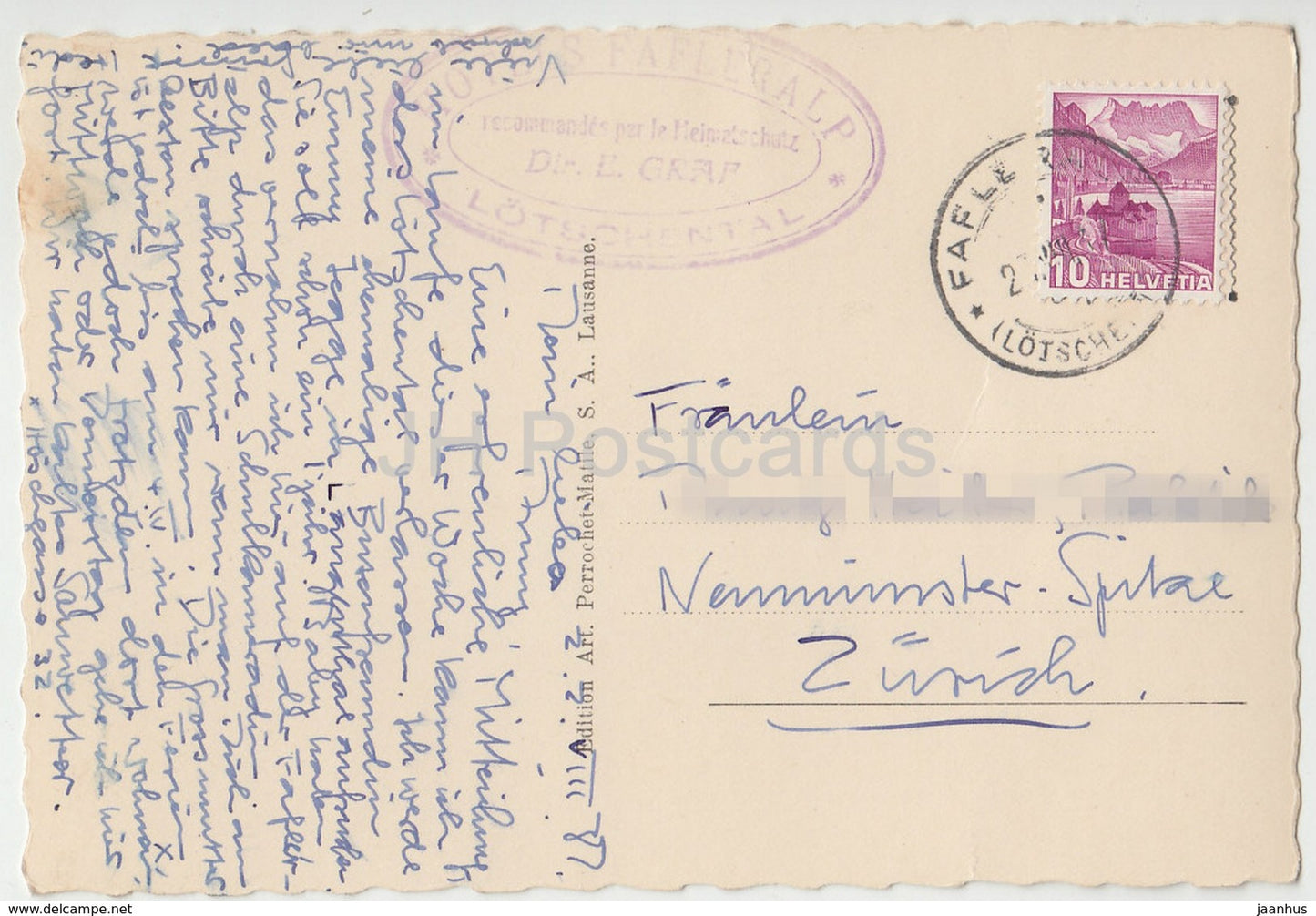 Schwartzsee im Lotschental - Switzerland - old postcard - used