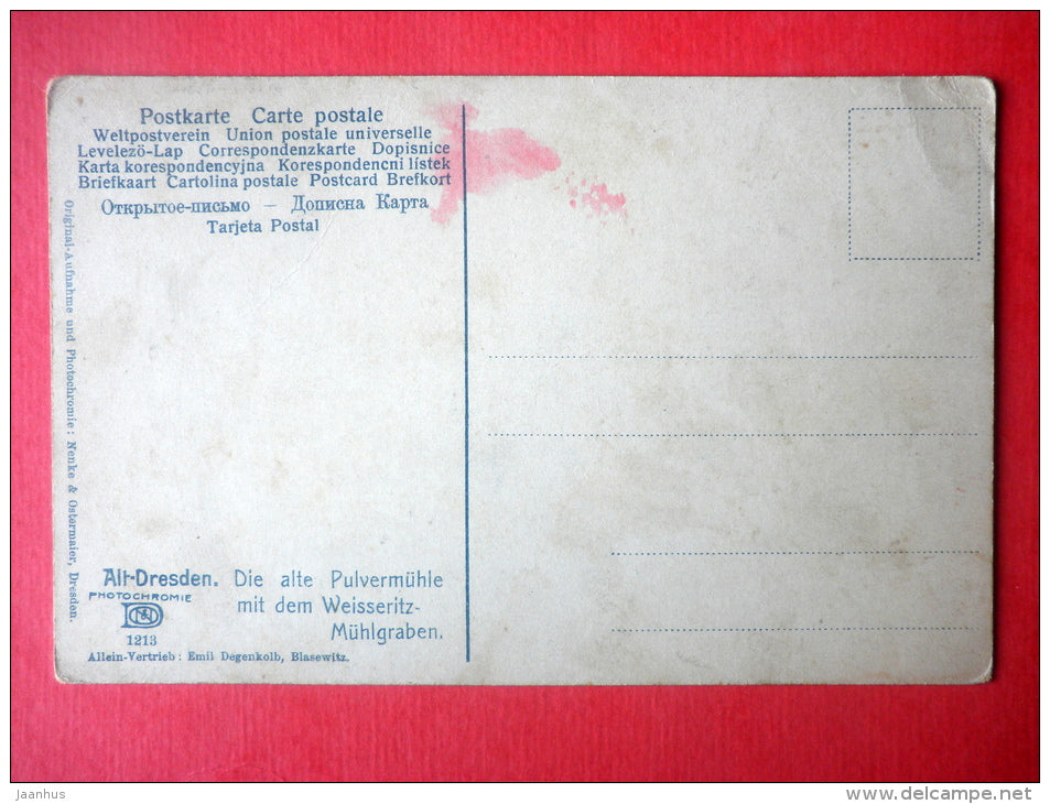 Die Alte Pulvermühle mit dem Weisseritz-Mühlgraben - Alt-Dresden - Dresden - 1213 - old postcard - Germany - unused - JH Postcards