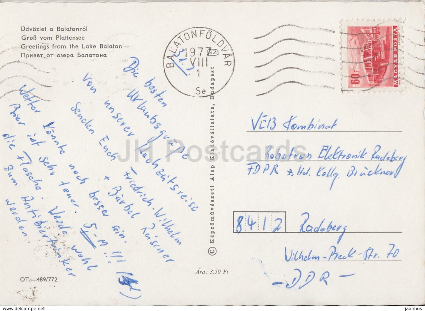 Salutations du lac Balaton - bateau - architecture - multiview - 1977 - Hongrie - utilisé