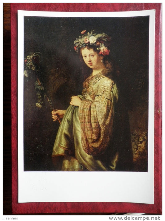 Painting by Rembrandt - Saskia as Flora , 1634 - maxi card - dutch art - 1973 - unused - JH Postcards