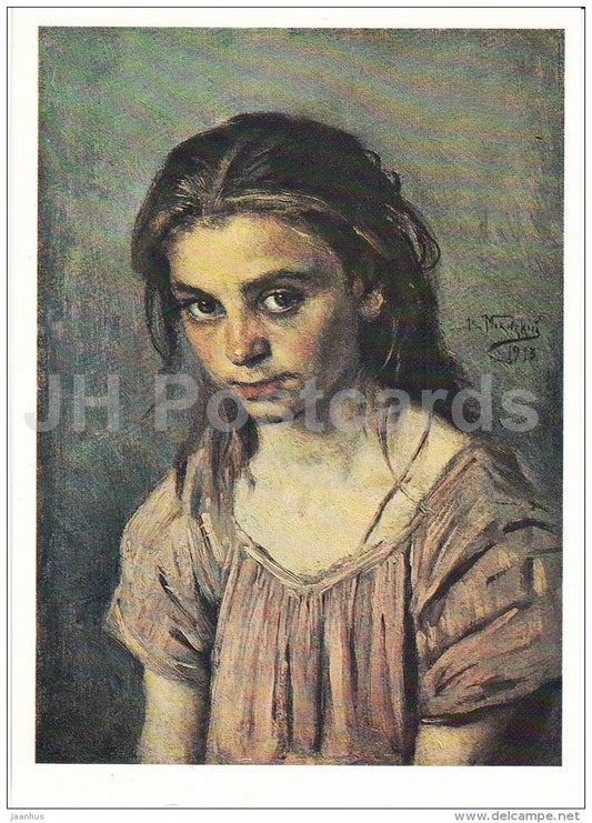 painting by V. Makovsky - An orphan girl , 1913 - Russian Art - 1987 - Russia USSR - unused - JH Postcards