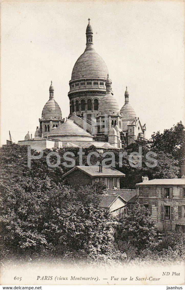 Paris - vieux Montmartre - Vue sur Sacre Coeur - 605 - old postcard - France - unused - JH Postcards